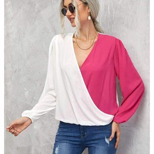 NEW!! Size 4 Two Tone Long Sleeve Blouse